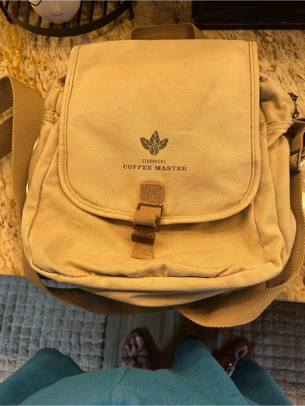 Starbucks Tan Canvas Coffee Master Messenger Bag
